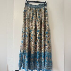 NATURAL LIFE Floral Maxi Skirt in Blue and Cream